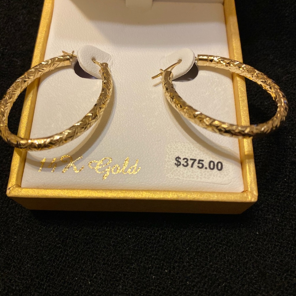 ❌❌SOLD❌❌14K Solid Yellow Gold Ear Loops New - Picture 4 of 7